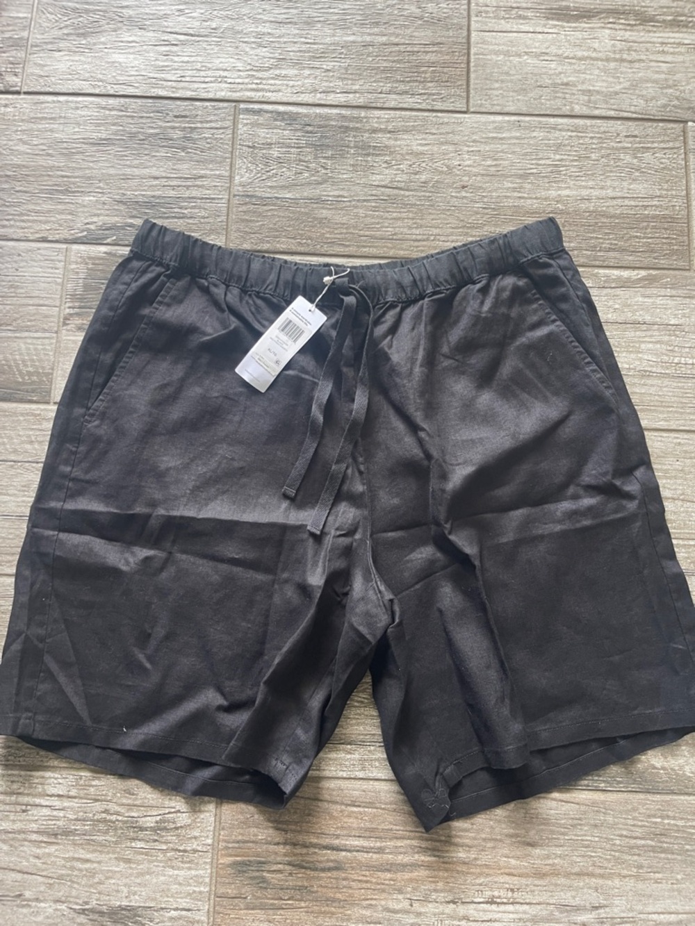 NWT $128 Eileen Fisher Black Mid Thigh Linen Shorts Size XL